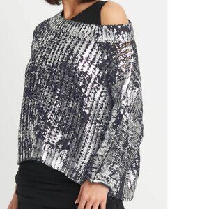 PLANET by Lauren G. Metallic Crochet Sweater O/S